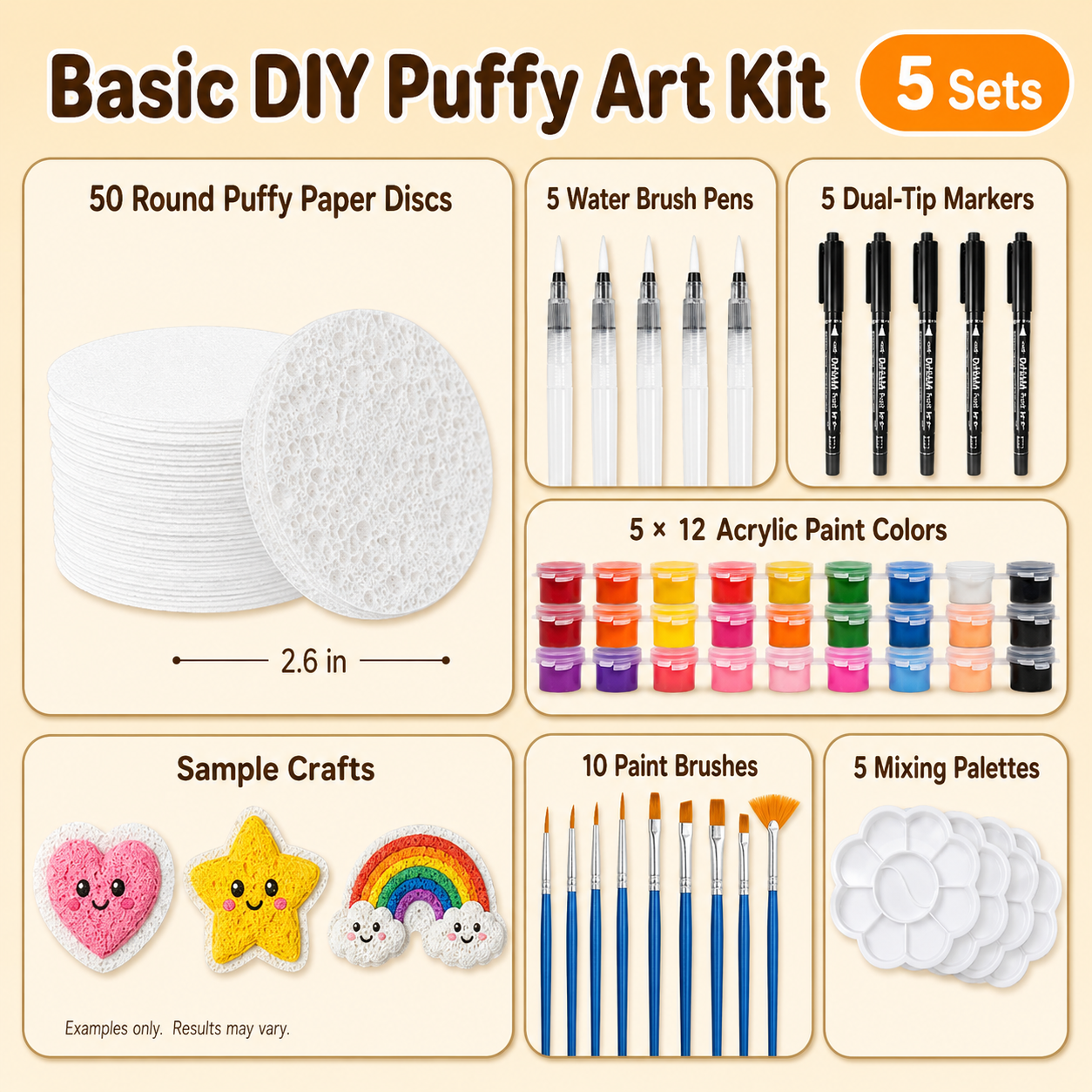 🎨 Nectavira® 3D Puffy Art Kit with Paints, Pen & Palette