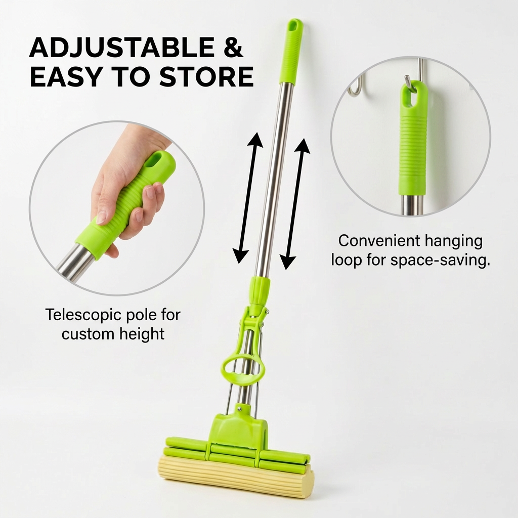 Foldable Floor Mop – All-in-One Cleaner with Easy Squeeze, Perfect for Hardwood, Tile & Laminate