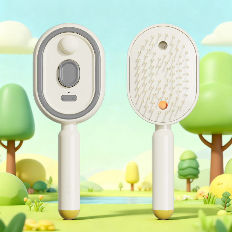 Nectavira® 🔥 3-in-1 Electric Air Cushion Massage Comb with Mist Spray, Self-Cleaning Steam and Essential Oil Function, Rechargeable Scalp Massage Brush