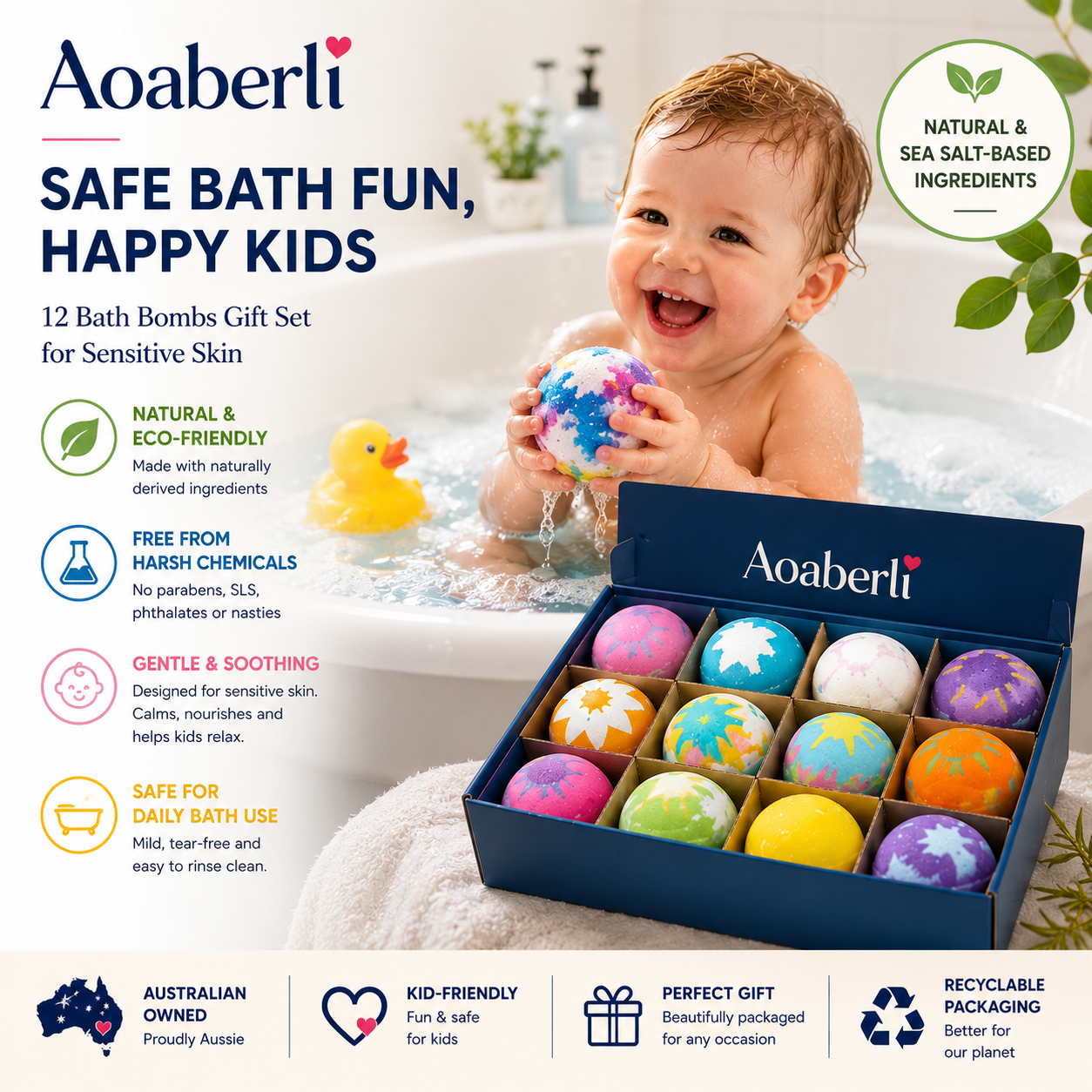 🎁Gentle Kids Bath Bomb Set – Food-Grade Colors, Surprise Toys & Fun Bath Time Adventures🔥 Limited Time – Save 70% Today