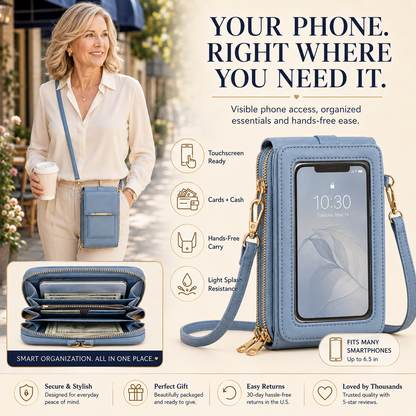 ✨ Nectavira® Touchscreen Crossbody Phone Wallet – Hands-Free Phone, Card & Cash Organizer 📱