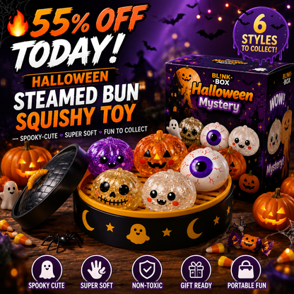 🔥 55% OFF TODAY 🎃Nectavira® Halloween Steamed Bun Squishy Random Mystery Box | 6 Spooky Styles to Collect🎃