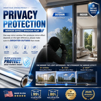 𝑶𝒇𝒇𝒊𝒄𝒊𝒂𝒍 𝑺𝒕𝒐𝒓𝒆  |🪟☀️ One-Way Mirror Window Film – Stay Cooler, Enjoy Daytime Privacy & Block UV Rays