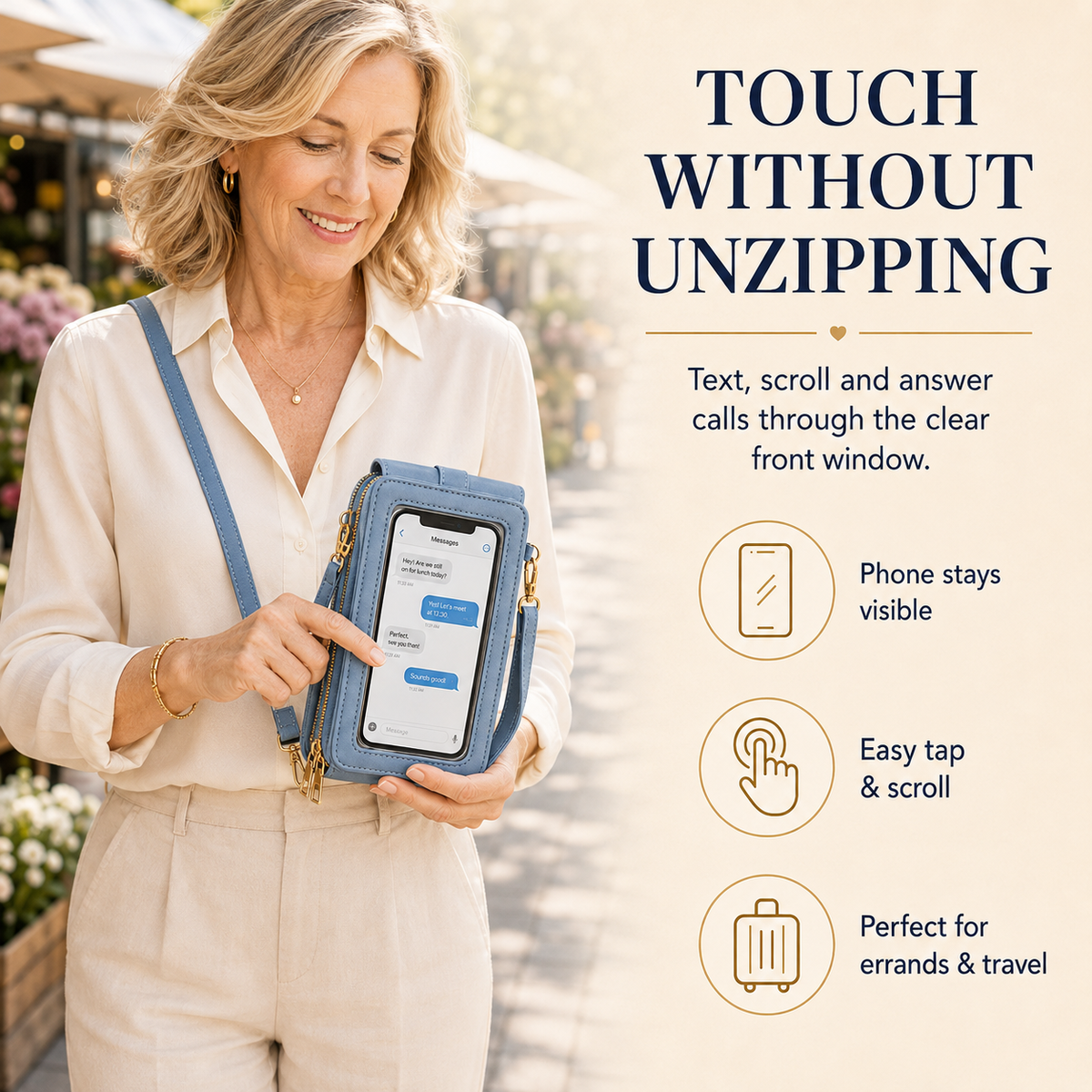 ✨ Nectavira® Touchscreen Crossbody Phone Wallet – Hands-Free Phone, Card & Cash Organizer 📱