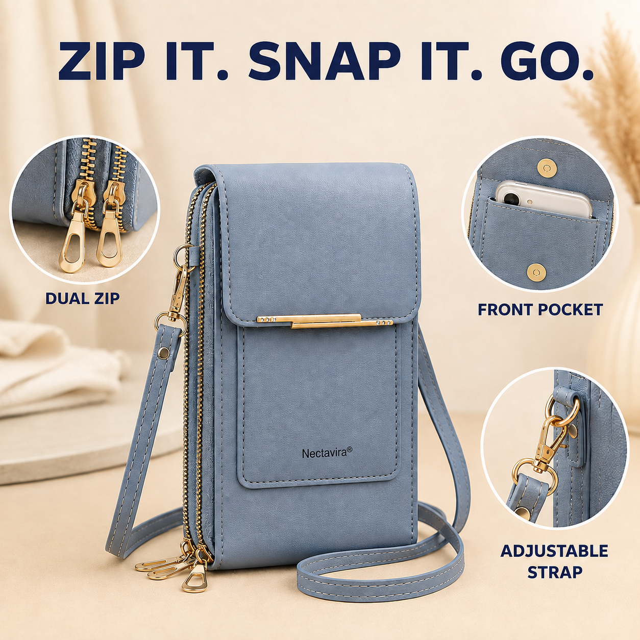 ✨ Nectavira® Women’s Touchscreen Crossbody Phone Wallet