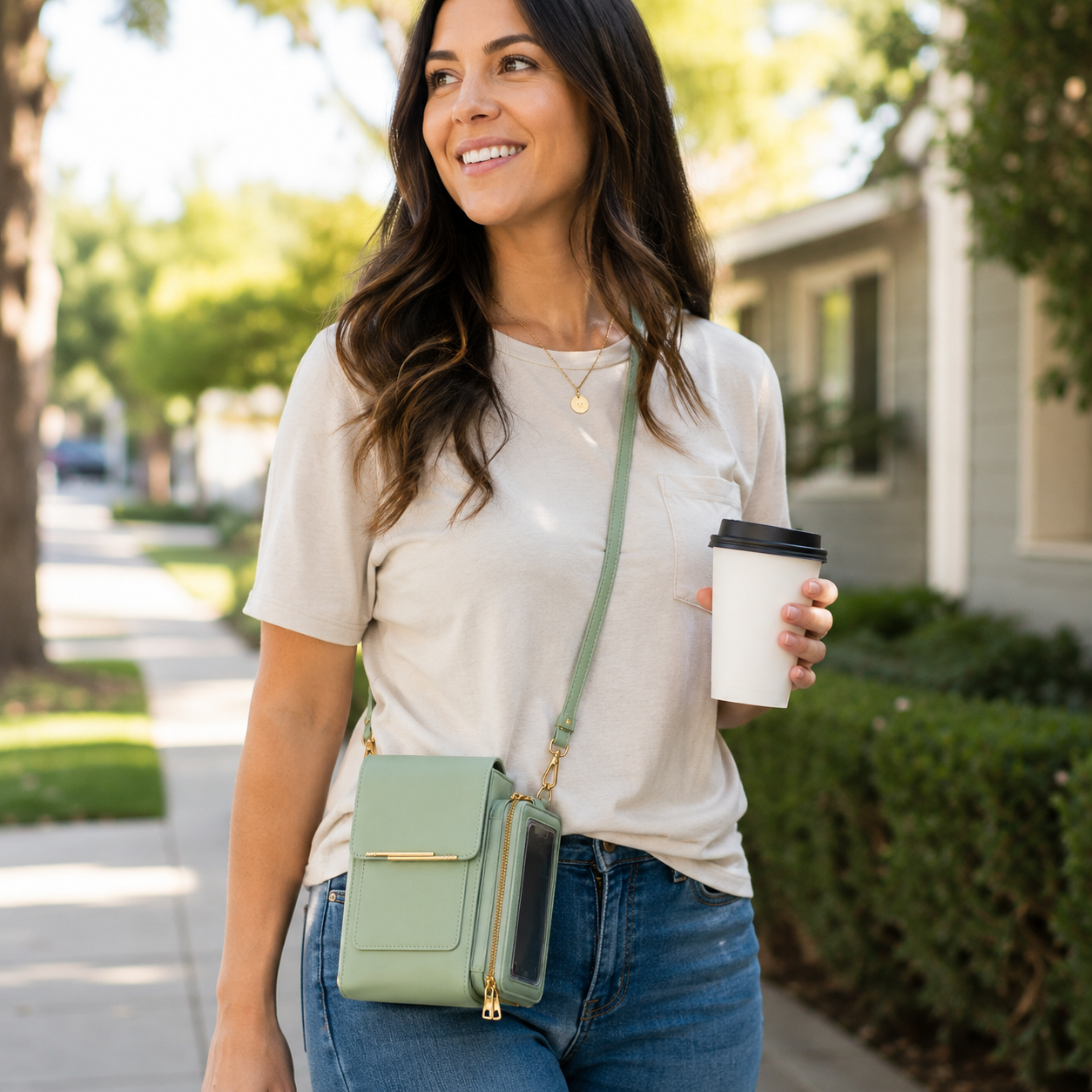 Nectavira Sage Green lifestyle image — Walking + errands
