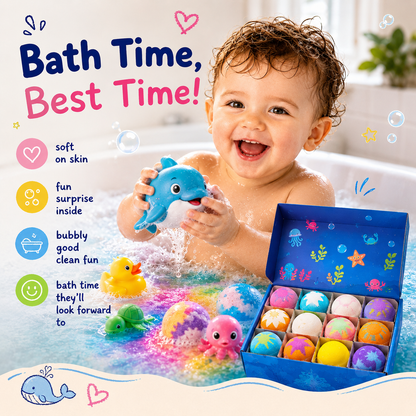🎁Gentle Kids Bath Bomb Set – Food-Grade Colors, Surprise Toys & Fun Bath Time Adventures🔥 Limited Time – Save 70% Today