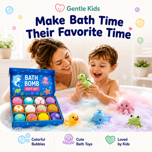 🎁Gentle Kids Bath Bomb Set – Food-Grade Colors, Surprise Toys & Fun Bath Time Adventures🔥 Limited Time – Save 70% Today