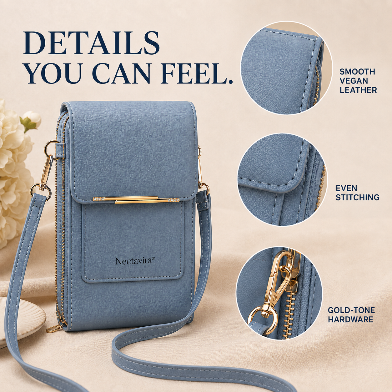 ✨ Nectavira® Women’s Touchscreen Crossbody Phone Wallet