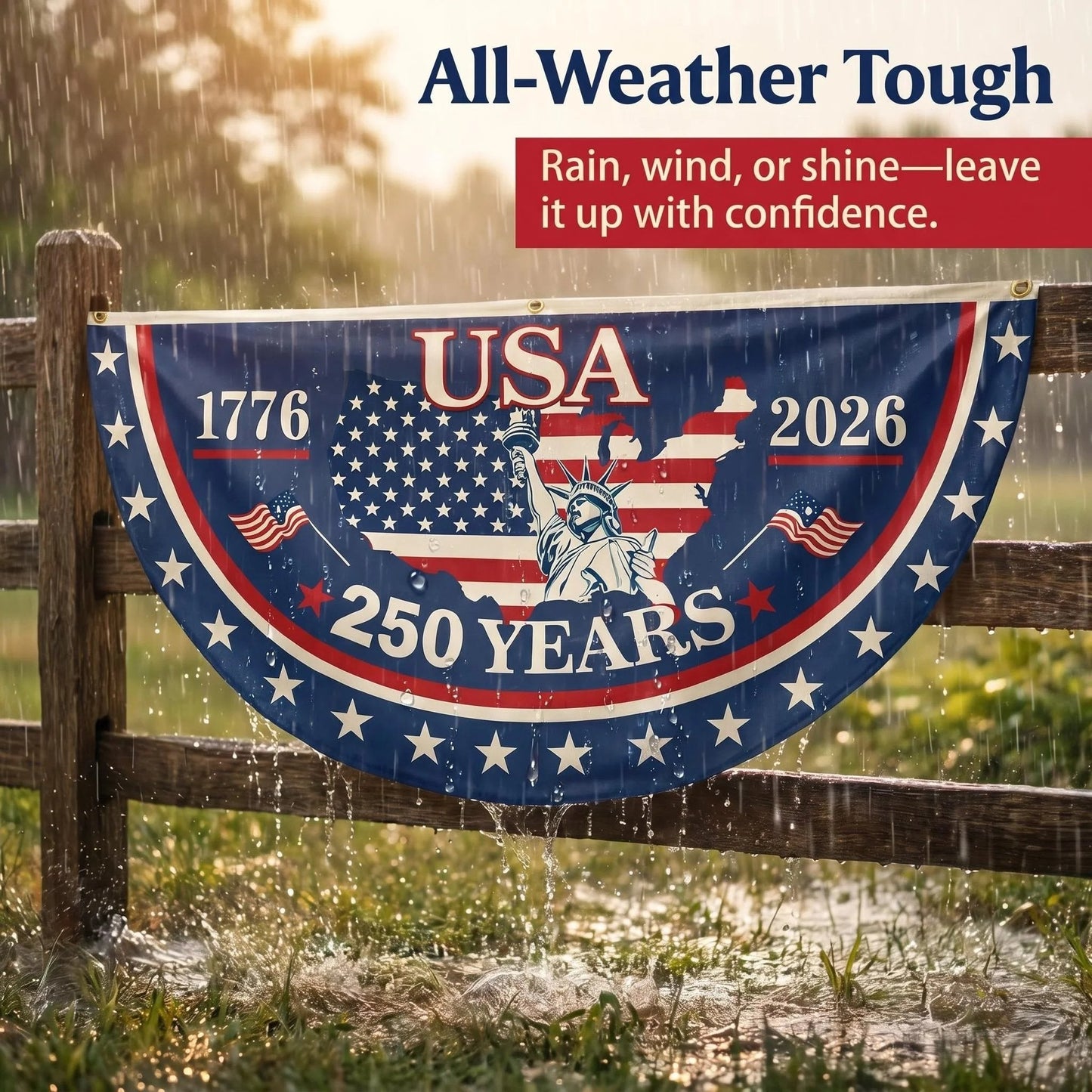 🗽 Honor Your American Pride 🎉 Handcrafted by Veterans – 250th   Anniversary USA Fan Flag 🏅