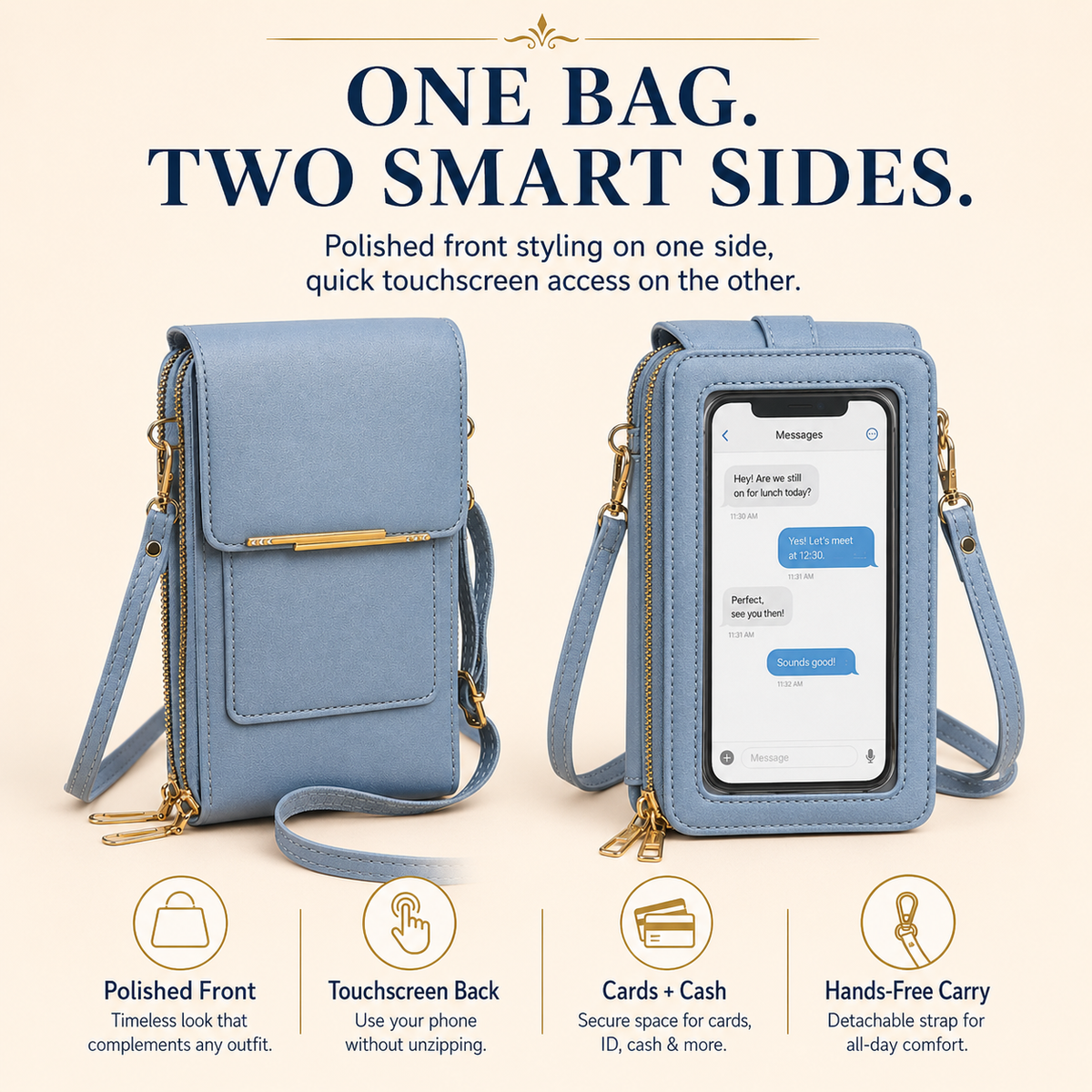 ✨ Nectavira® Touchscreen Crossbody Phone Wallet – Hands-Free Phone, Card & Cash Organizer 📱