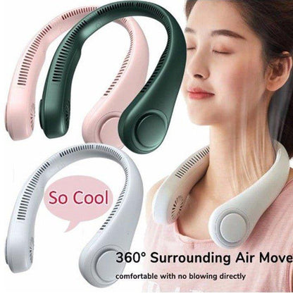 ❄️ Wearable Neck Fan – Bladeless Hands-Free Cooling Fan with USB Rechargeable & Quiet Airflow