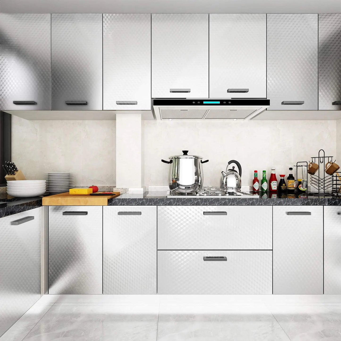 💎Limited Time 50% Off✨ Healrize® Stainless Steel Kitchen Oil-Proof Wallpaper Roll | Waterproof Peel & Stick Aluminum Foil Contact Paper for Countertops, Cabinets & Backsplash🎊1