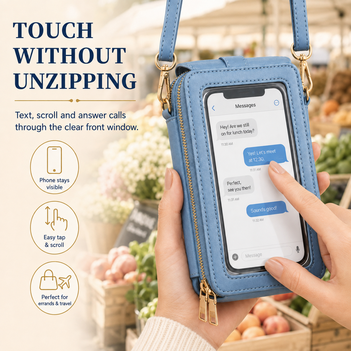 ✨ Nectavira® Touchscreen Crossbody Phone Wallet – Hands-Free Phone, Card & Cash Organizer 📱