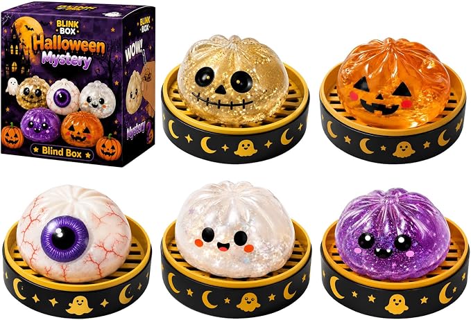 🔥 55% OFF TODAY 🎃Nectavira® Halloween Steamed Bun Squishy Random Mystery Box | 6 Spooky Styles to Collect🎃