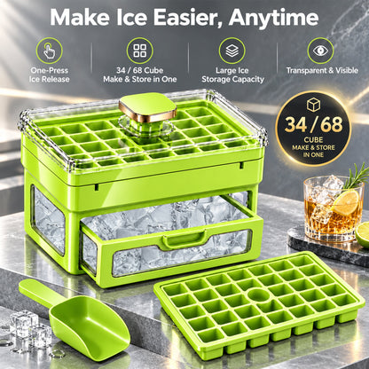 🧊 Nectavira®34/68-Cube All-In-One Ice-Making System With Built-In Storage Drawer