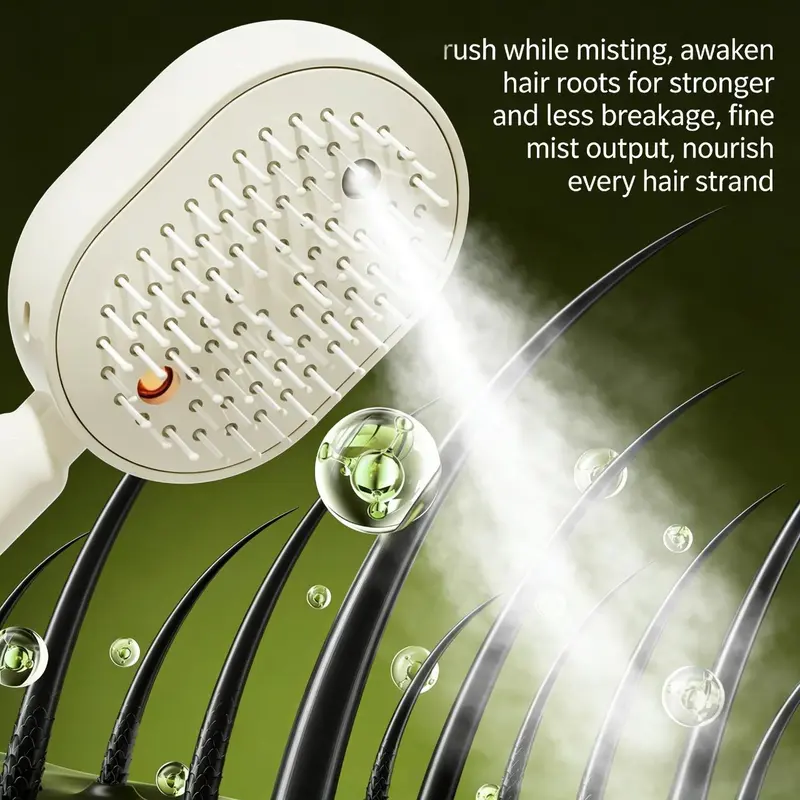 Nectavira® 🔥 3-in-1 Electric Air Cushion Massage Comb with Mist Spray, Self-Cleaning Steam and Essential Oil Function, Rechargeable Scalp Massage Brush✨✨
