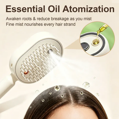 Nectavira® 🔥 3-in-1 Electric Air Cushion Massage Comb with Mist Spray, Self-Cleaning Steam and Essential Oil Function, Rechargeable Scalp Massage Brush✨✨