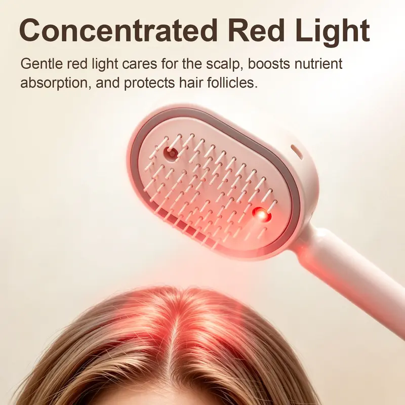 Nectavira® 🔥 3-in-1 Electric Air Cushion Massage Comb with Mist Spray, Self-Cleaning Steam and Essential Oil Function, Rechargeable Scalp Massage Brush✨✨