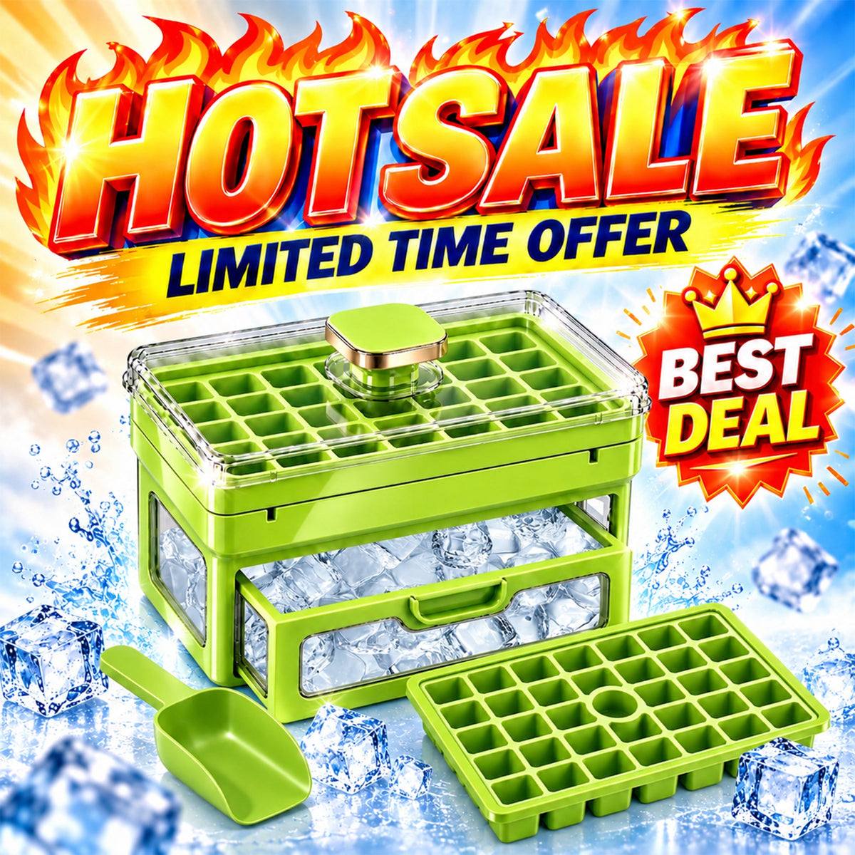 🧊 Nectavira®34/68-Cube All-In-One Ice-Making System With Built-In Storage Drawer