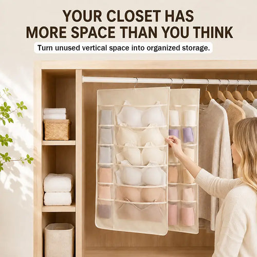 ✨Nectavira® Multi-Pocket Hanging Closet Organizer – Neat Storage for Bras & Underwear