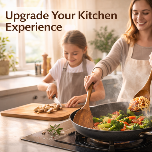🥄 Natural Acacia Wooden Utensil Set – 4-Piece Non-Stick Cooking Spatula & Spoon for Kitchen & Dining