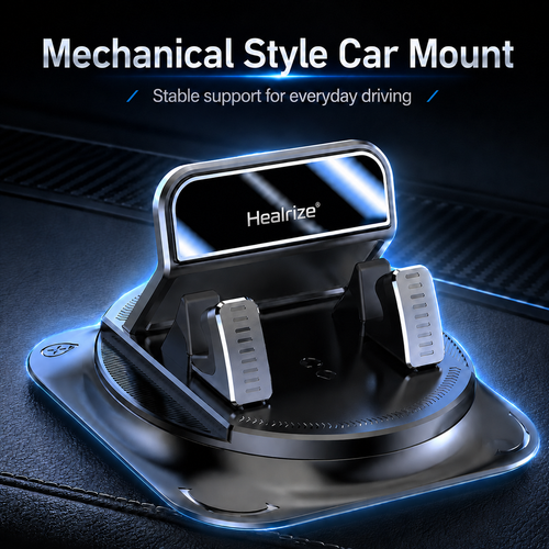 💎Mechanical 360° Rotating Car Phone Holder | Strong Suction Dashboard Mount for iPhone & Android Navigation🚘
