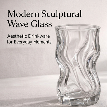 🥛🍵🥂 Wave Sculpt Glass Tumbler – 740ml Ripple Glass for Whiskey, Cocktail & Everyday Drinks
