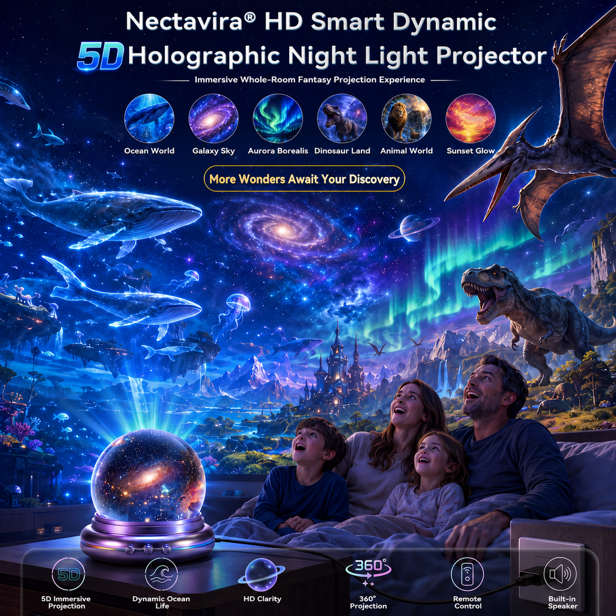 🔮🌌 Nectavira® Galaxy Night Light Projector