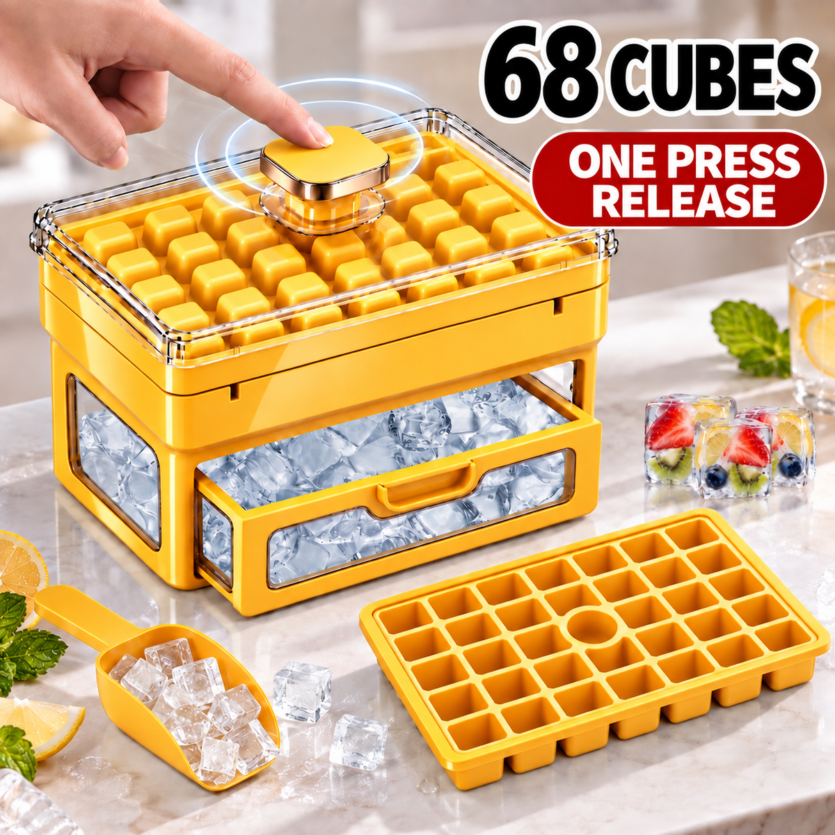 🧊 Nectavira®34/68-Cube All-In-One Ice-Making System With Built-In Storage Drawer
