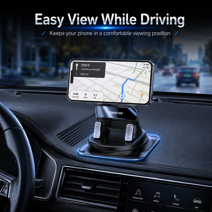💎Mechanical 360° Rotating Car Phone Holder | Strong Suction Dashboard Mount for iPhone & Android Navigation🚘