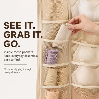 ✨Nectavira® Multi-Pocket Hanging Closet Organizer – Neat Storage for Bras & Underwear