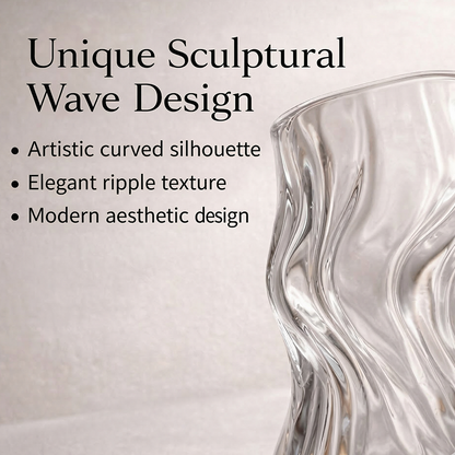 🥛🍵🥂 Wave Sculpt Glass Tumbler – 740ml Ripple Glass for Whiskey, Cocktail & Everyday Drinks
