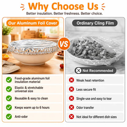 ♻️🍽️ Reusable Food-Grade Aluminum Foil Food Covers for Keeping Food Warm & Fresh