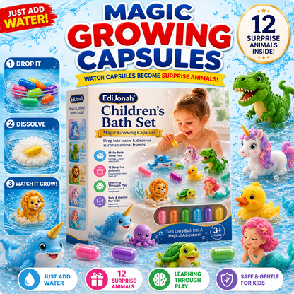 EdiJonah® Kids Bath Set – Magic Animal Capsules for Learning & Play (Turn Bath Time Into a Fun Discovery Adventure)