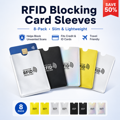 🔒 8-Pack RFID Blocking Card Sleeves