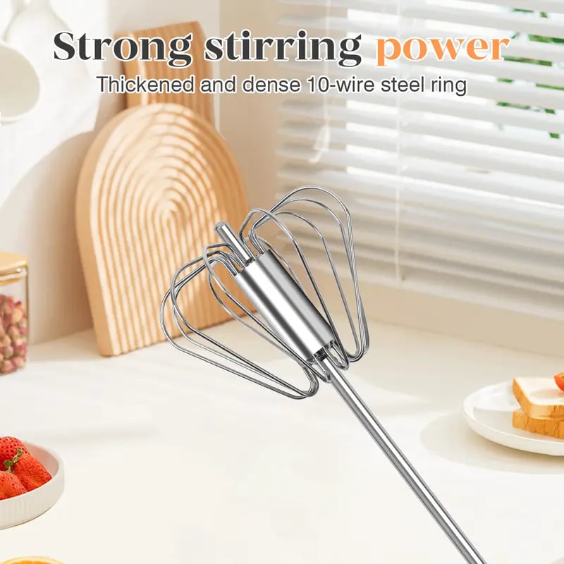 💎LAST DAY 50% OFF ✨Orodira®Stainless Steel Hand-Push Rotary Whisk – Effortless Mixing in Seconds!