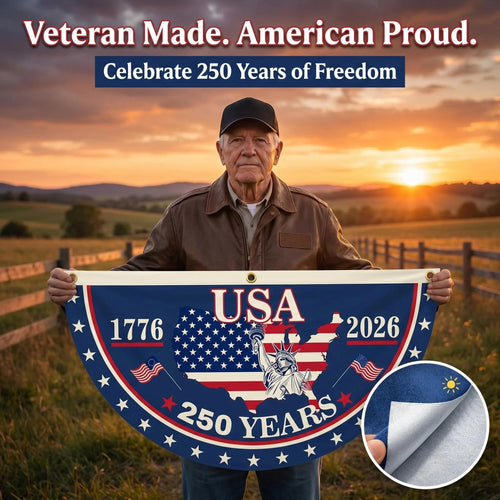 🗽 Honor Your American Pride 🎉 Handcrafted by Veterans – 250th   Anniversary USA Fan Flag 🏅