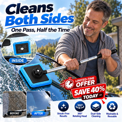 All-In-One Magnetic Glass Cleaner — Dual-Side Cleaning, Washable Pads & Versatile Home and Car Use | One Kit. Cleaner Glass. Less Effort. 💎