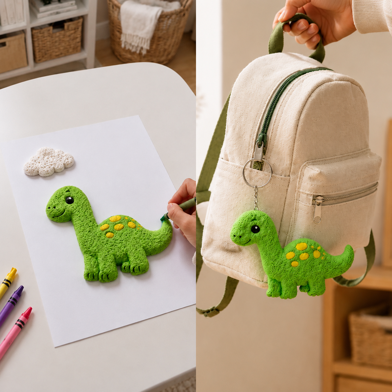 3D dinosaur charm and backpack keychain project