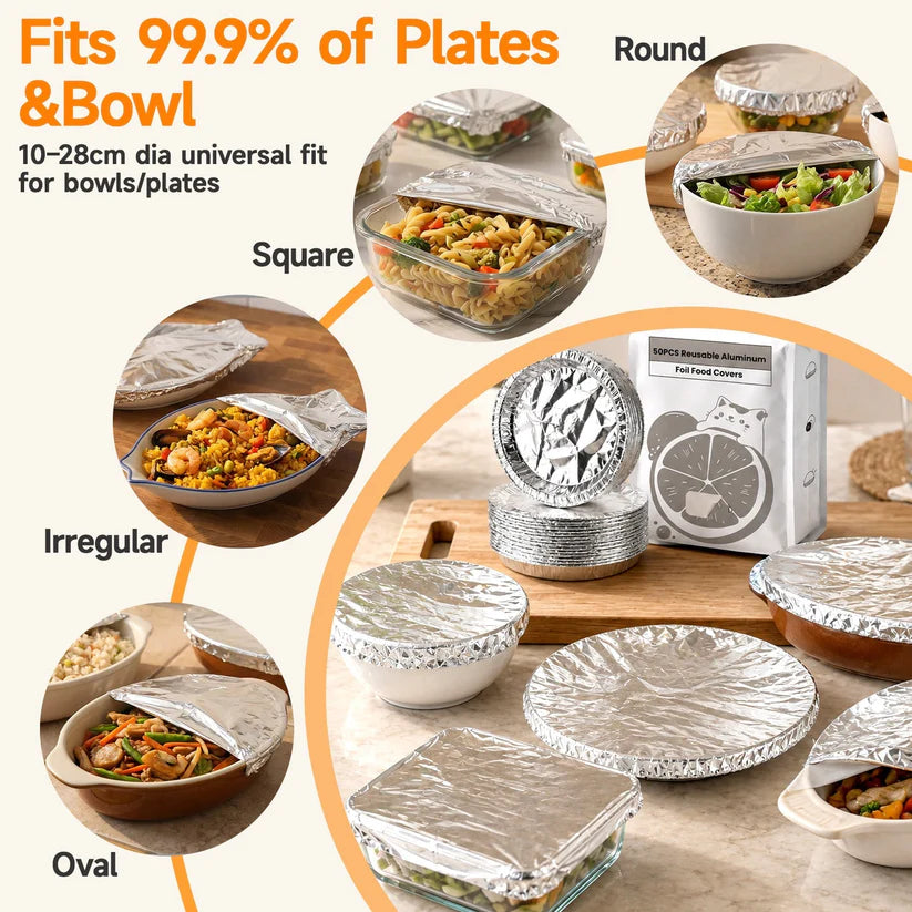 ♻️🍽️ Reusable Food-Grade Aluminum Foil Food Covers for Keeping Food Warm & Fresh