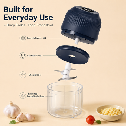 🔥 50K+ Sold |  𝐍𝐞𝐜𝐭𝐚𝐯𝐢𝐫𝐚® Mini Electric Food Chopper – One-Press Garlic & Veggie Prep 🍳🥕🧄