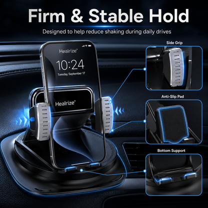 💎Mechanical 360° Rotating Car Phone Holder | Strong Suction Dashboard Mount for iPhone & Android Navigation🚘