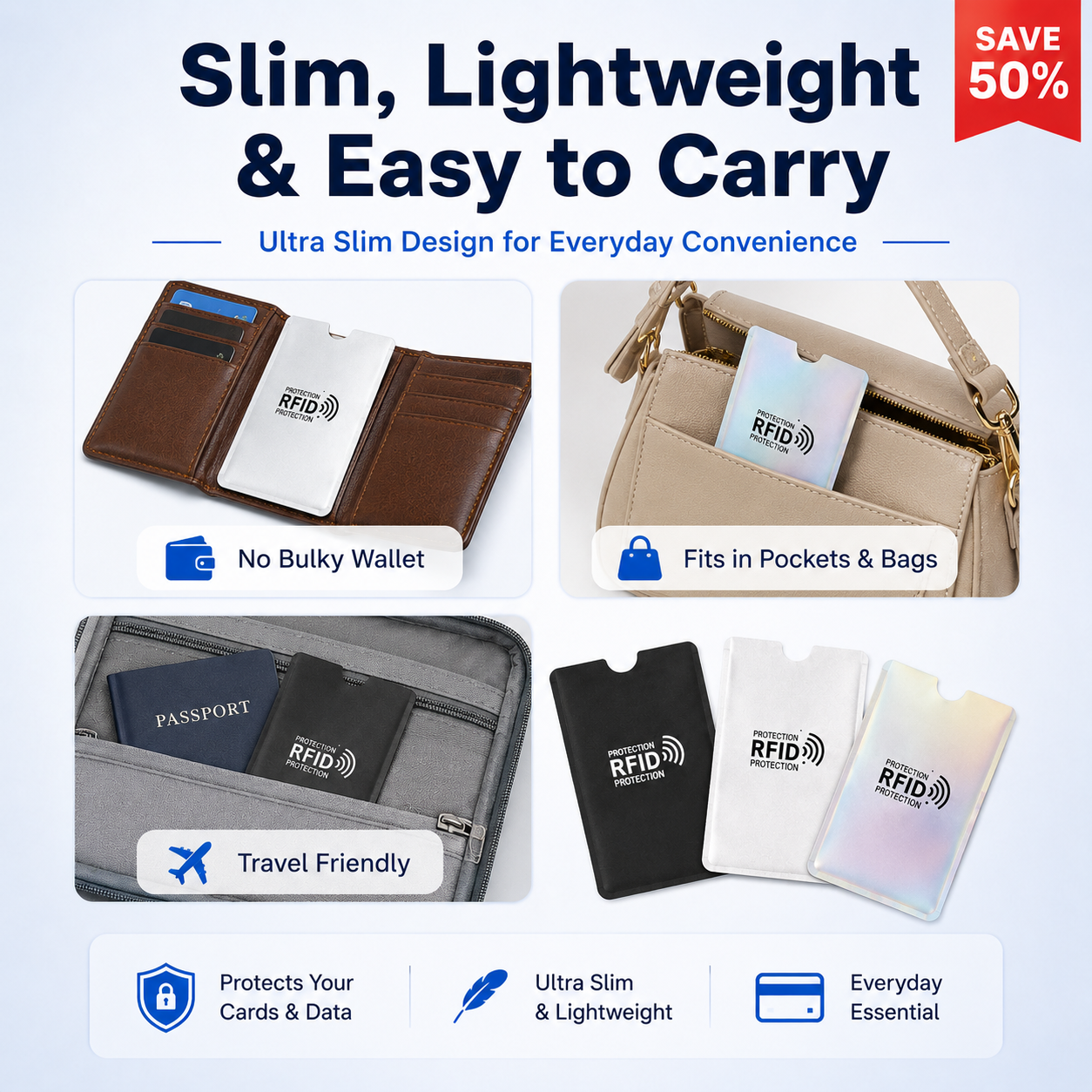 🔒 8-Pack RFID Blocking Card Sleeves
