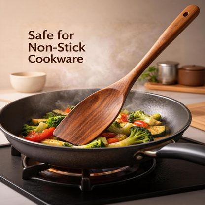 🥄 Natural Acacia Wooden Utensil Set – 4-Piece Non-Stick Cooking Spatula & Spoon for Kitchen & Dining
