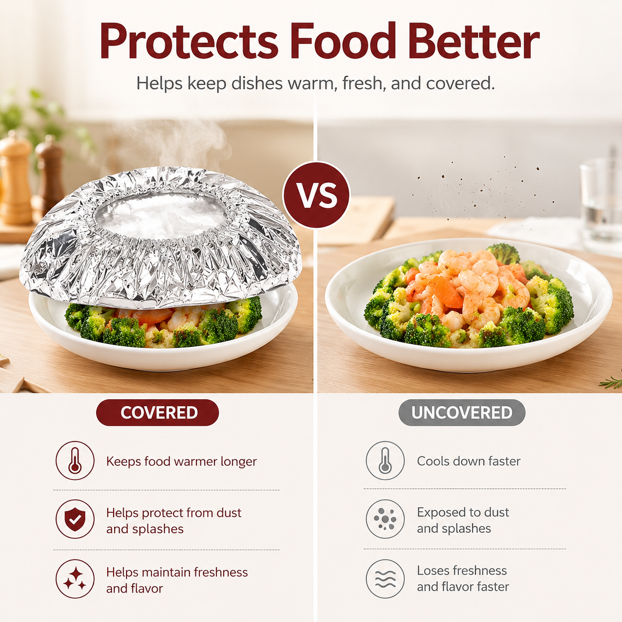 🍳 Nectavira® Collapsible Aluminum Foil Food Cover | Keep Meals Warm, Fresh & Protected from Fruit Flies 🍲⏱️