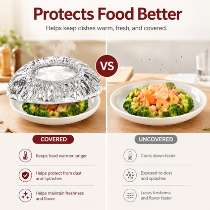 🍳 Nectavira® Collapsible Aluminum Foil Food Cover | Keep Meals Warm, Fresh & Protected from Fruit Flies 🍲⏱️
