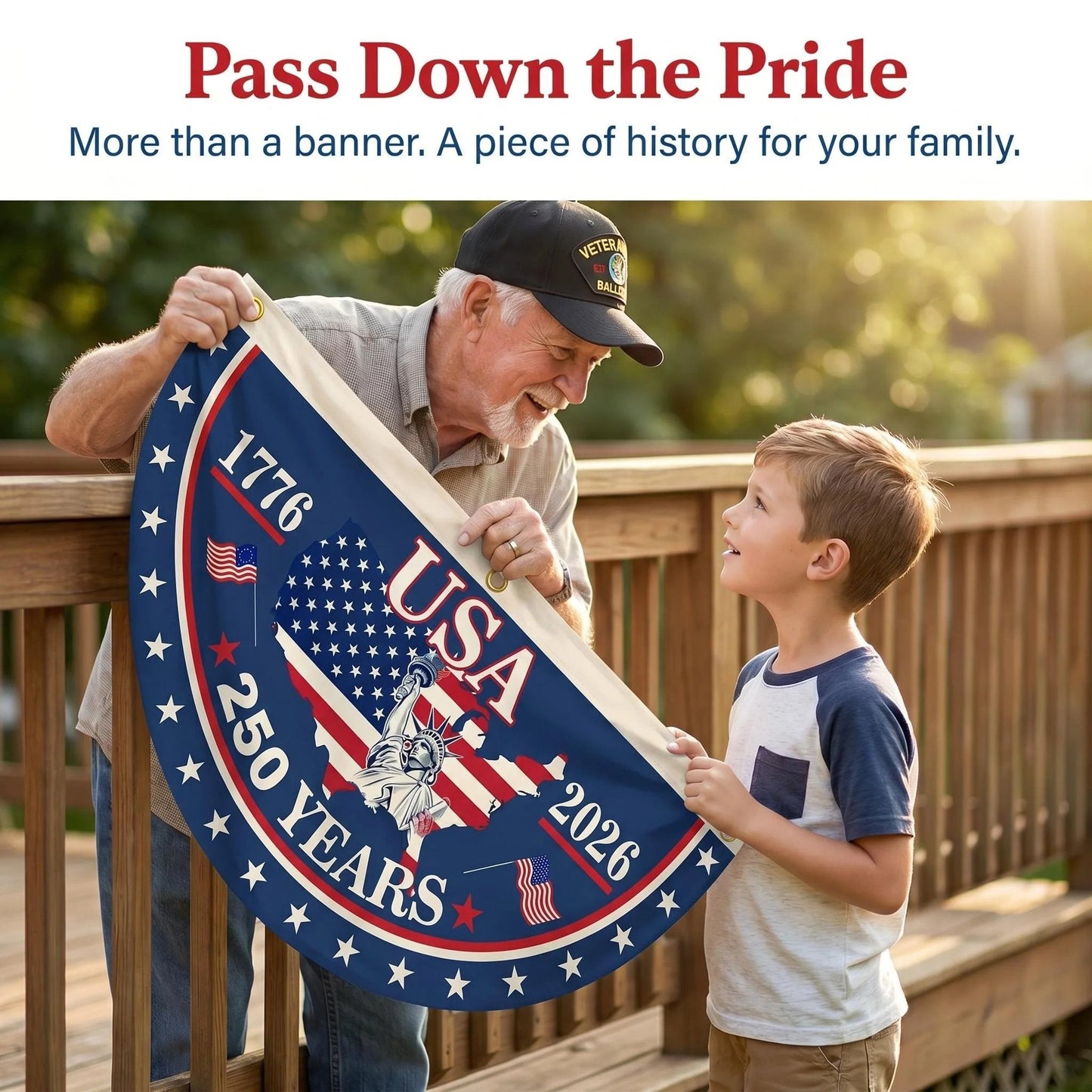 🗽 Honor Your American Pride 🎉 Handcrafted by Veterans – 250th   Anniversary USA Fan Flag 🏅