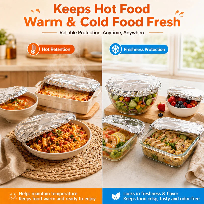 ♻️🍽️ Reusable Food-Grade Aluminum Foil Food Covers for Keeping Food Warm & Fresh