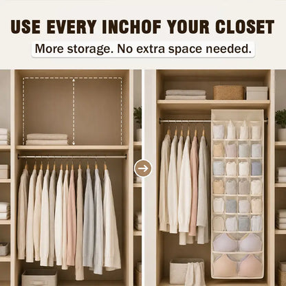 ✨Nectavira® Multi-Pocket Hanging Closet Organizer – Neat Storage for Bras & Underwear